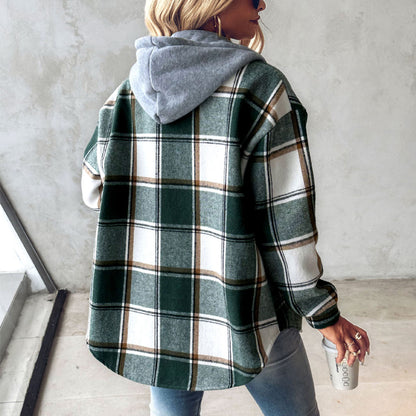 Women's Plaid Hooded Jacket