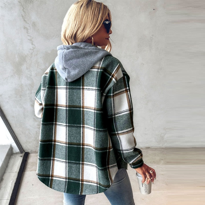 Women's Plaid Hooded Jacket