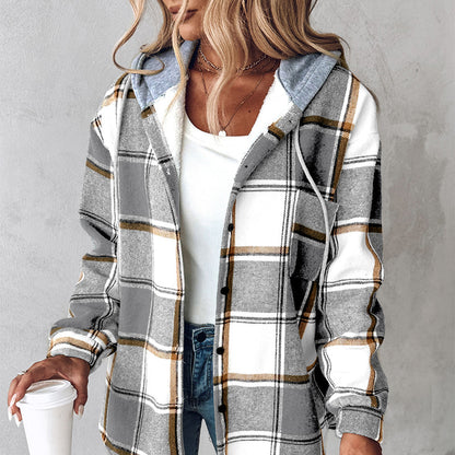 Women's Plaid Hooded Jacket