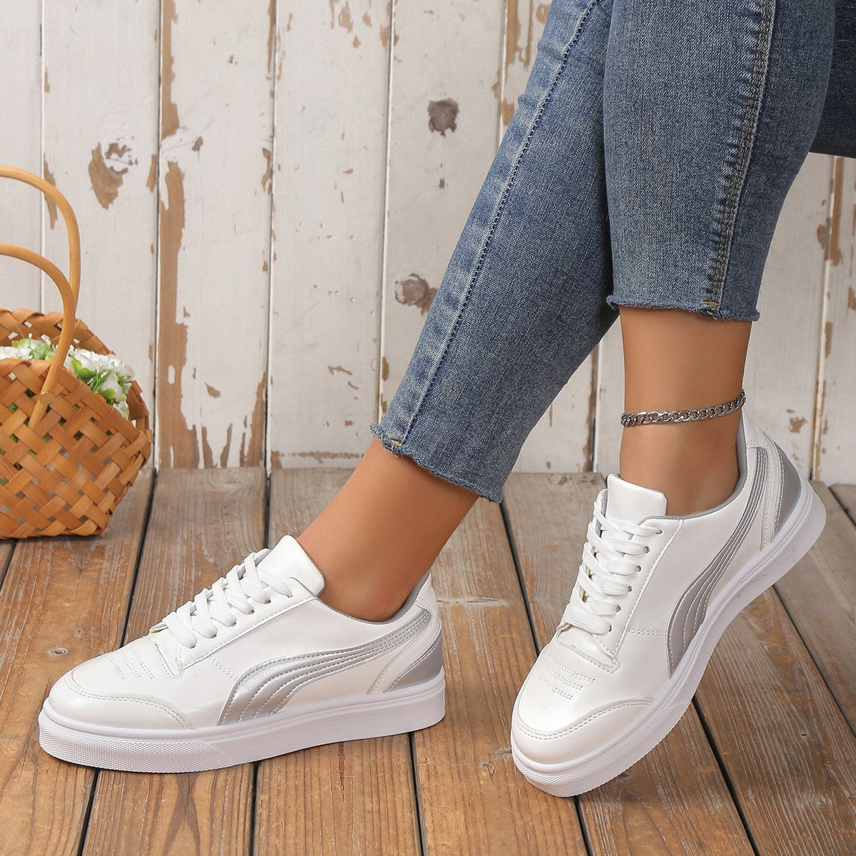 Women's Platform White Tennis Shoes