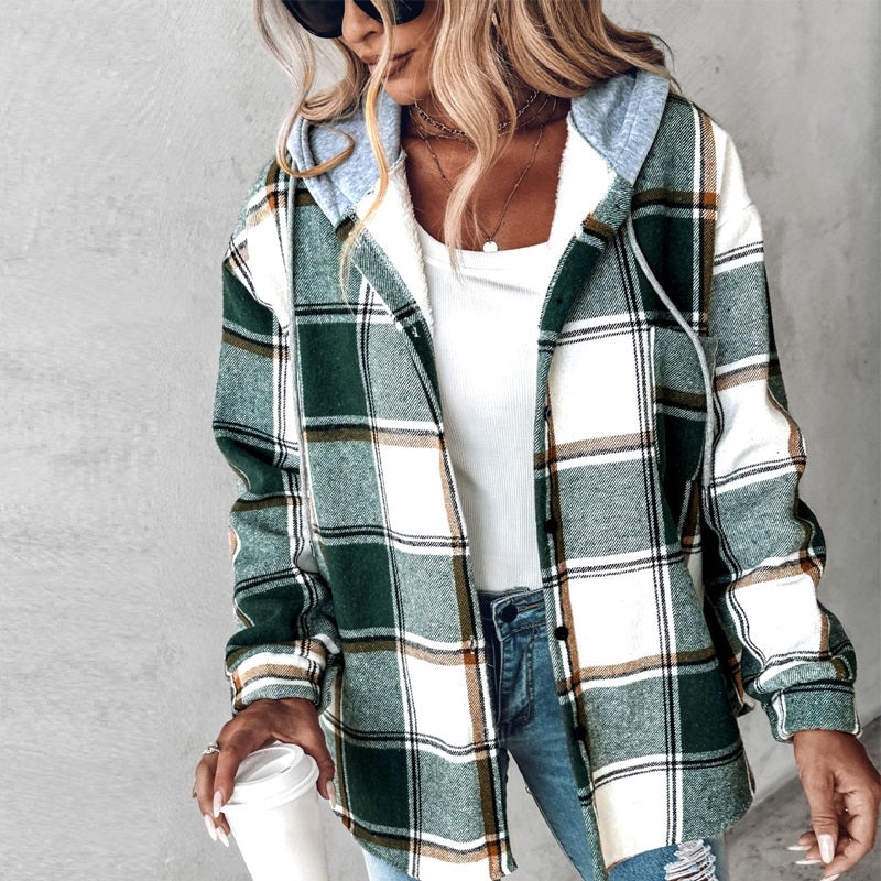 Women's Plaid Hooded Jacket