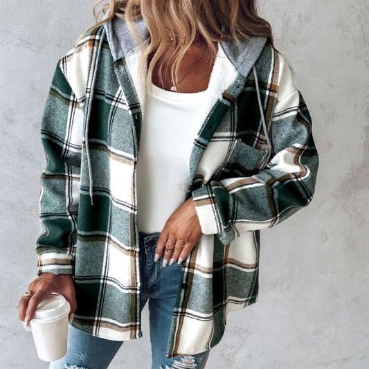 Women's Plaid Hooded Jacket