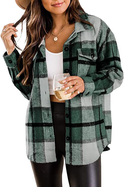 Button Down Plaid Flannel Jacket