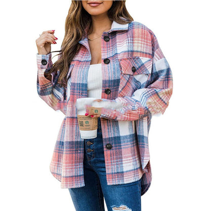 Button Down Plaid Flannel Jacket